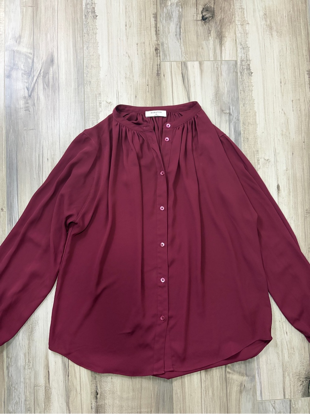 Babaton Burgundy Long-Sleeve Button-Down Top
